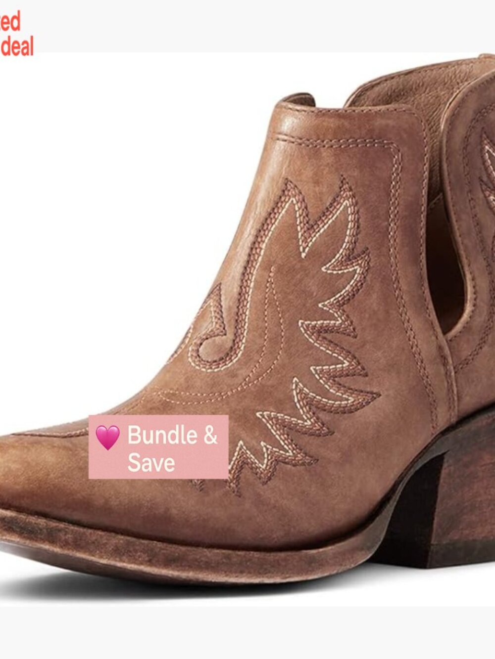 Round Toe Western Bootie with Cut-Out Side Detail